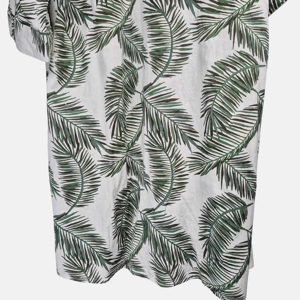 Mirror Image Womens Size S Palm Tropical Leaf Open Swim Cover Tunic Linen Cotton - Picture 8 of 10